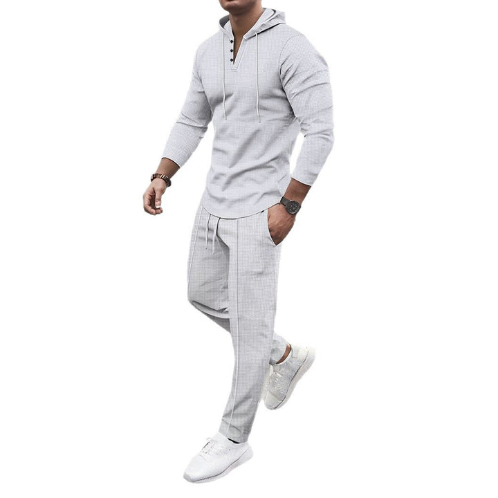 Herren Sportliches Zweiteiler Set mit atmungsaktivem Kapuzenoberteil und schlanker Jogginghose Echoarchiv