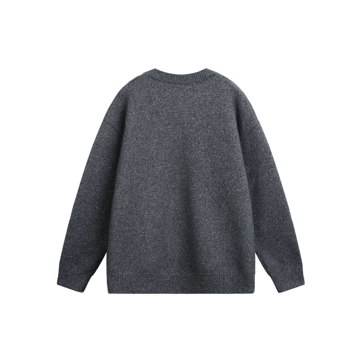 Damen Oversize V Neck Strickpullover mit Henley-Optik und gerippten Bündchen Echoarchiv