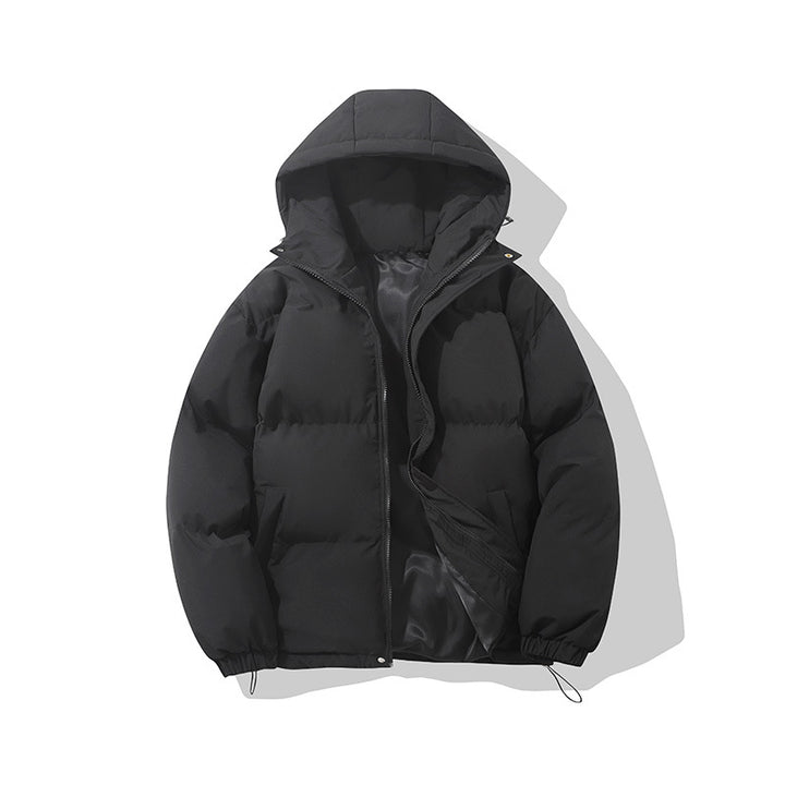 Hochisolierte, gepolsterte Herren-Hoodie-Jacke mit synthetischer Thermo-Füllung, winddichtem Außenmaterial und verstellbarem Kordelzugsaum – Cavarno