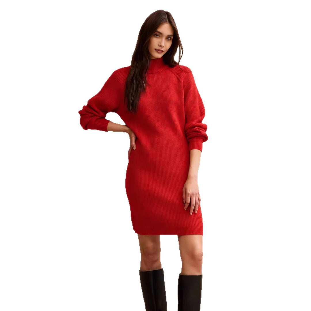 Damen Strickkleid mit Rollkragen und Raglanärmeln Echo Archiv