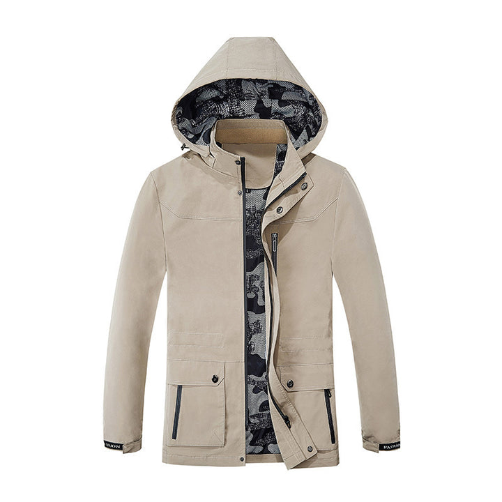 Herren leichter Fieldparka mit Kapuze camouflage-gepolsterter Innenverkleidung und Multifunktions-Taschen – Taviero