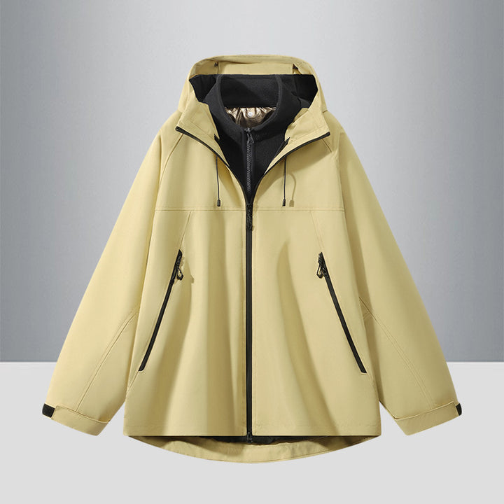 Herren Zweifarbige Softshell-Hybridjacke mit Kapuze, verlängerter Rücken und wasserabweisenden Reißverschlüssen Echo Archiv