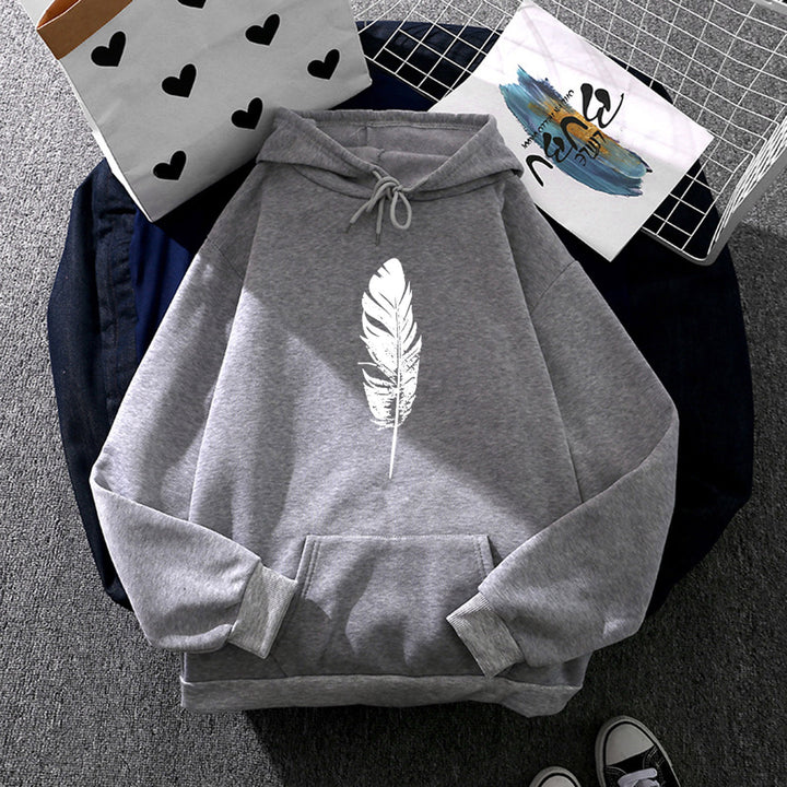 Damen Kapuzenpullover mit Fingerherz-Print, Oversize-Schnitt und Kängurutasche – Auréline