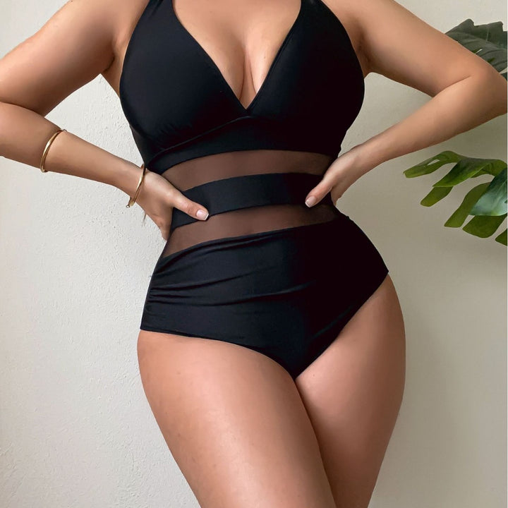 Damen Sportlicher Badeanzug mit transparenter Taille Echo Archiv