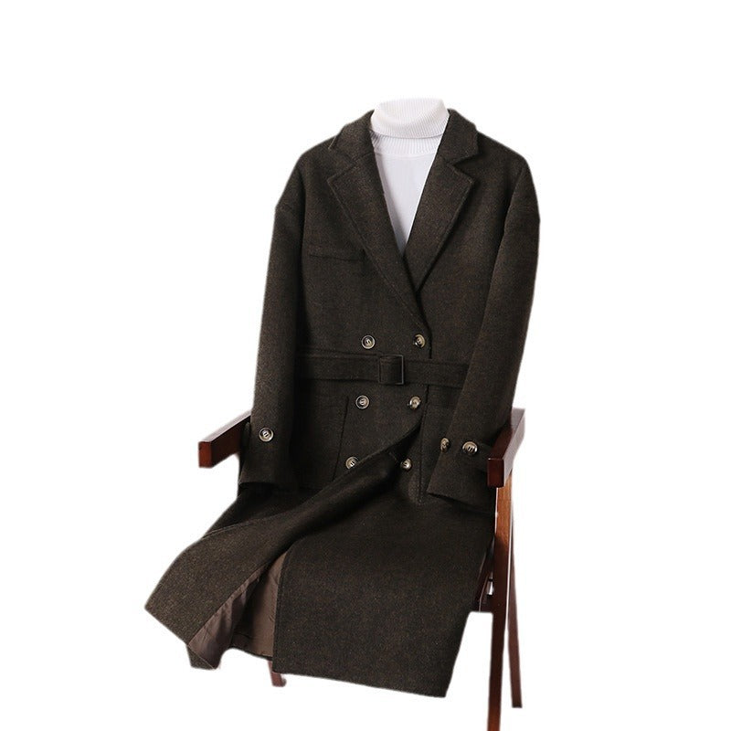 Herren Doppelreihiger Wollmix-Longcoat mit fallendem Revers und Pattentaschen Echoarchiv