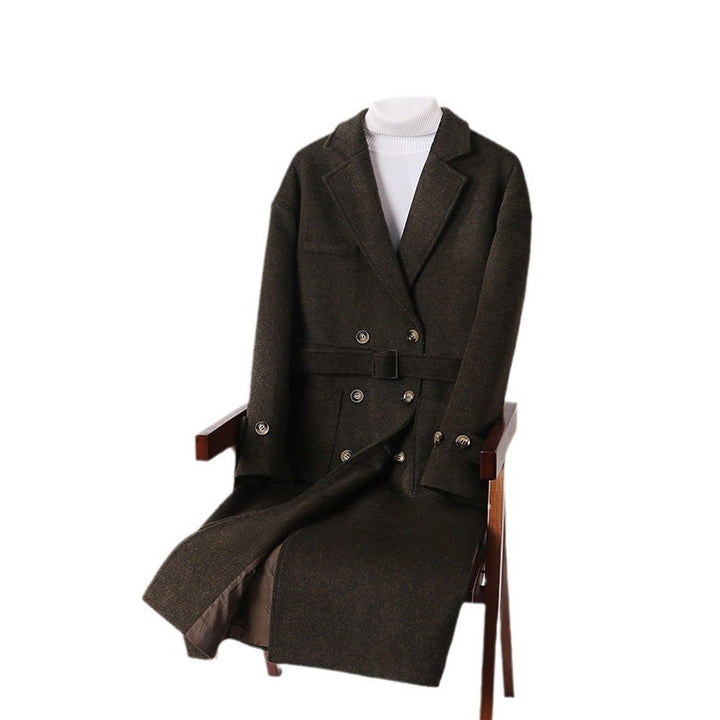 Herren Doppelreihiger Wollmix-Longcoat mit fallendem Revers und Pattentaschen Echoarchiv