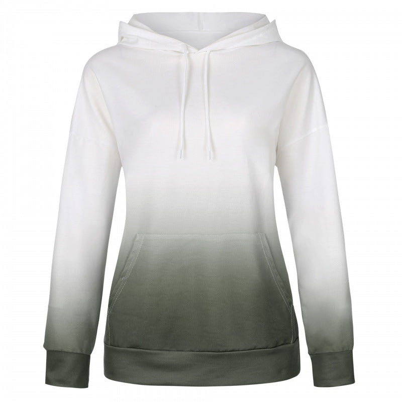 Damen Oversize Kapuzenpullover mit Dip-Dye Farbverlauf und Kängurutasche – Auréline
