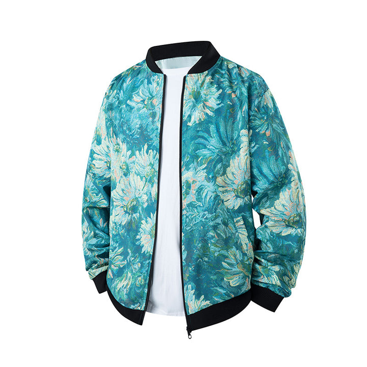 Herren Bomberjacke im Ethno-Print mit leichter Wattierung und geripptem Saum Echo Archiv