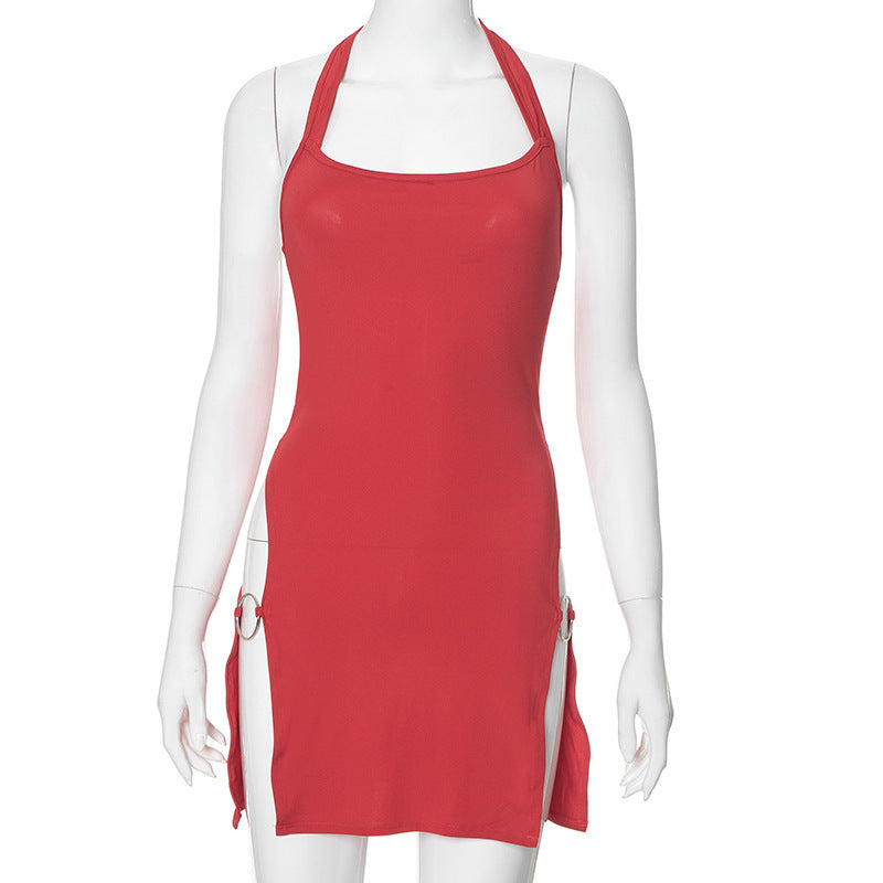 Damen sexy und modisches Halterkleid mit offenen Seiten und Ringelementen Echo Archiv