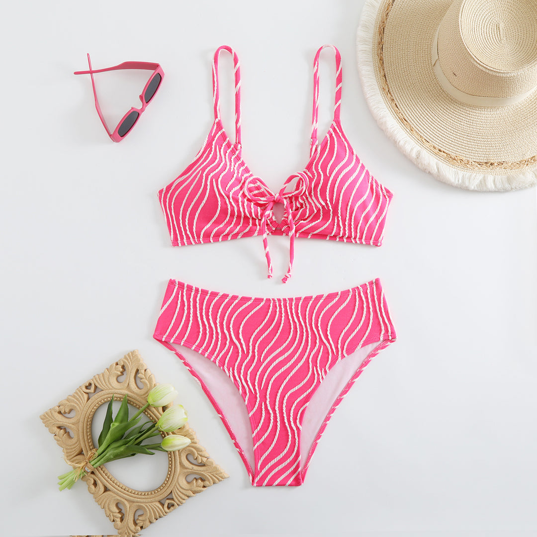 Damen Zweiteiliger Bikini mit verspieltem Wellenmuster Echo Archiv