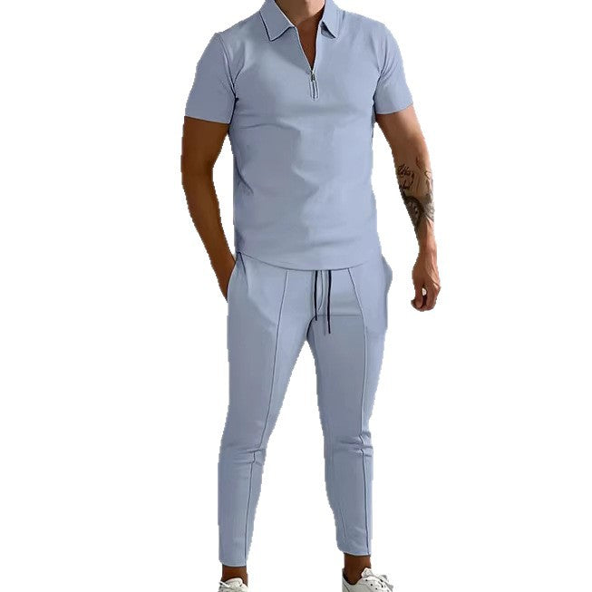 Herren Sportlicher Kurzarm Poloshirt und Hose Set – Cavello
