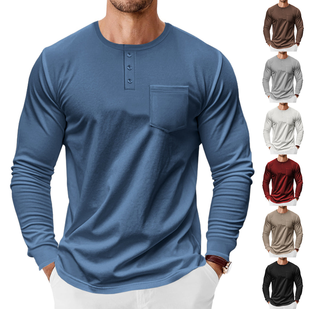 Herren Langarmshirt mit Knopfleiste und Brusttasche Echoarchiv