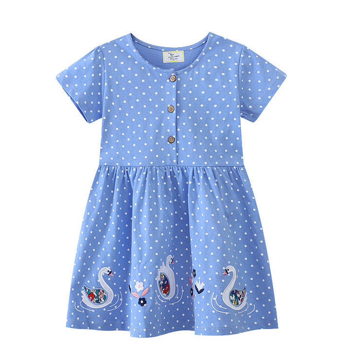 Mädchen Sommerkleid mit verspieltem Schwanenmotiv Echo Archiv