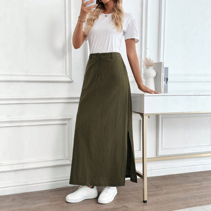 Damen Maxirock im lässigen Stil mit seitlichem Schlitz und hohem Taillenbund Echo Archiv