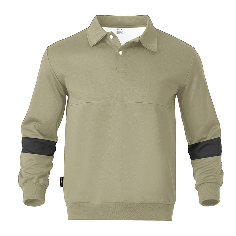 Herren Relaxed Polo-Sweatshirt mit Druckknopf-Blende und Kontrastarmdetails Echoarchiv