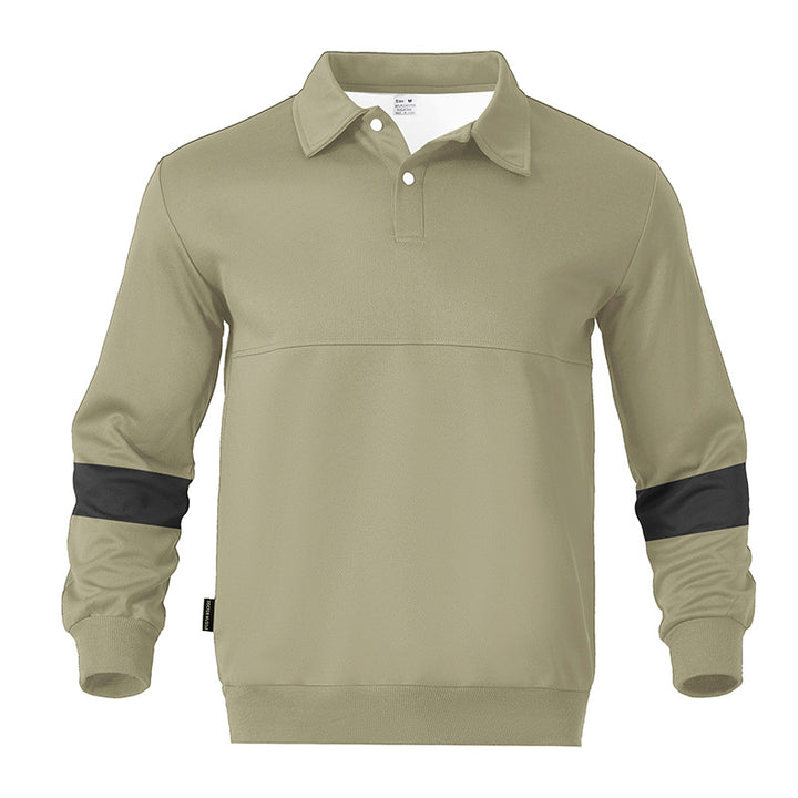 Herren Relaxed Polo-Sweatshirt mit Druckknopf-Blende und Kontrastarmdetails Echoarchiv