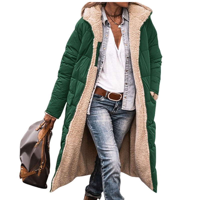 Damen lange, gefütterte Winterjacke mit Fleece-Futter Echoarchiv