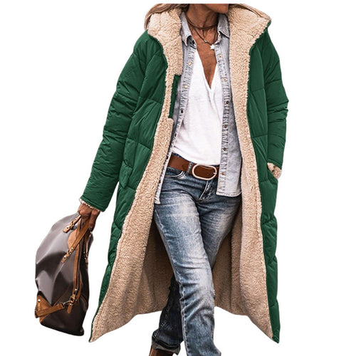 Damen lange, gefütterte Winterjacke mit Fleece-Futter Echoarchiv