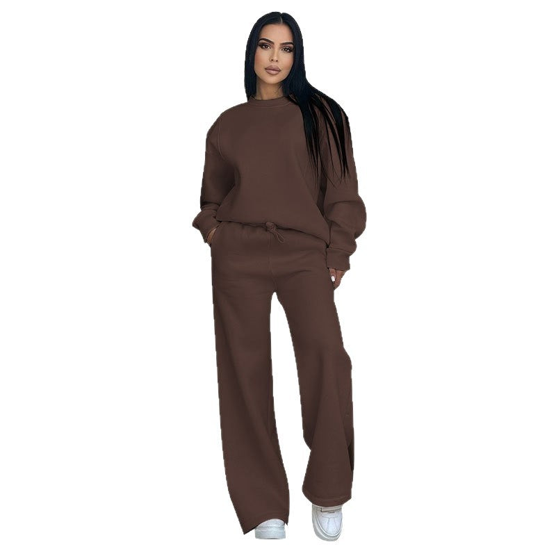 Damen nan Lounge-Set mit Oversize-Rundhalsausschnitt und hochgeschnittener Jogginghose mit weitem Bein Echo Archiv
