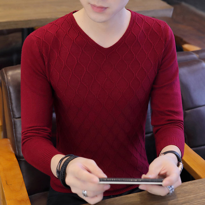 Herren Modischer V-Ausschnitt Pullover mit strukturiertem Design Echoarchiv