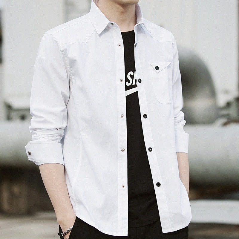Herren Baumwoll-Overshirt im Worker-Style mit Brustpattentasche und Hemdkragen Echoarchiv