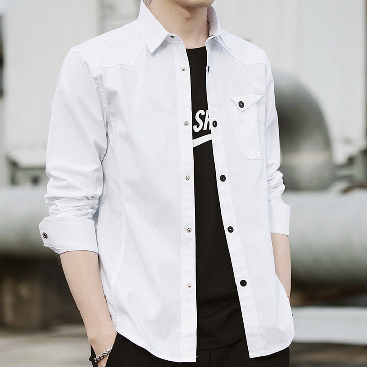 Herren Baumwoll-Overshirt im Worker-Style mit Brustpattentasche und Hemdkragen Echoarchiv