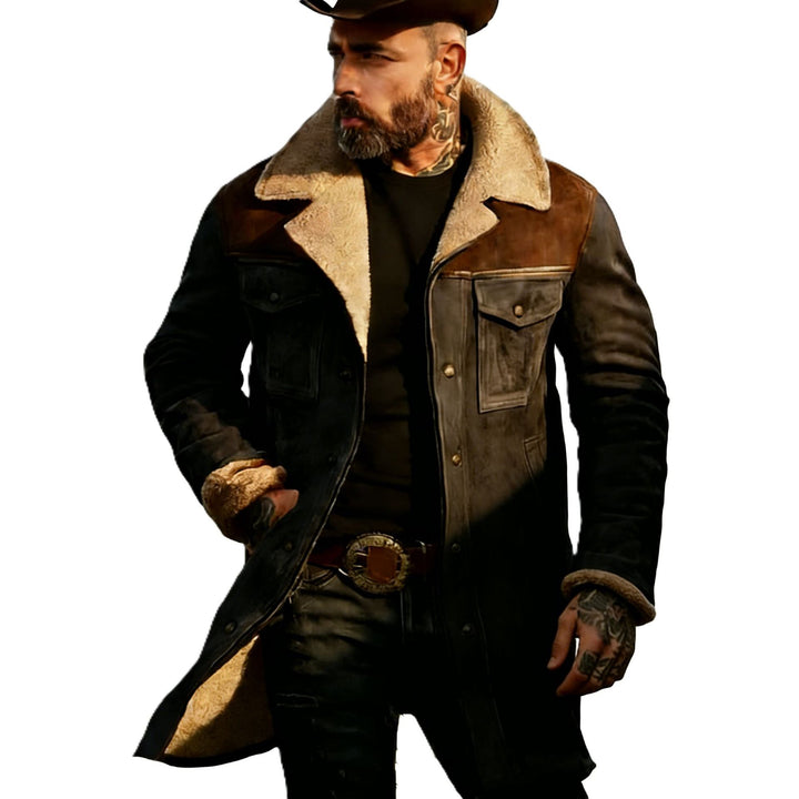 Herren Pilotenjacke aus Velourslederoptik mit Teddyfellinnenfutter und Reverskragen Echoarchiv