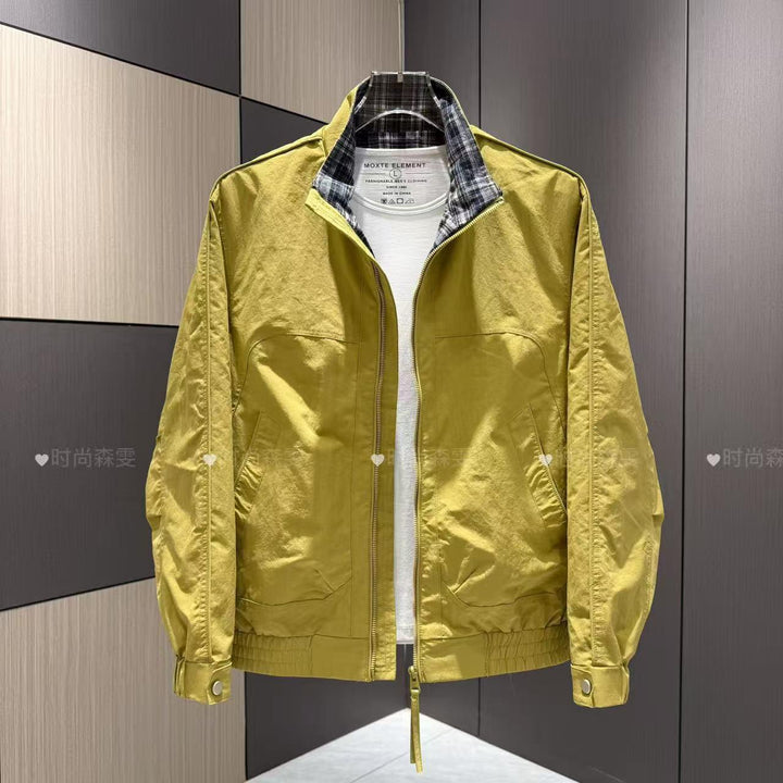 Herren Leichter Baumwoll-Mix Blouson mit Stehkragen und Karofutter Echoarchiv