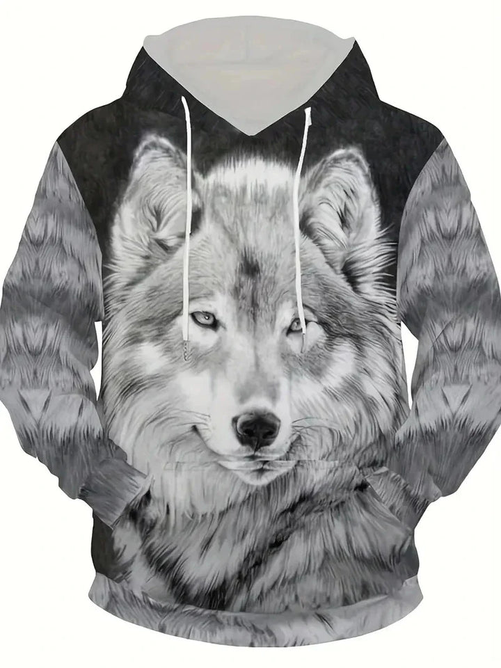 Damen Kapuzenpullover mit Wolf- und Schmetterlingsmotiv Echoarchiv