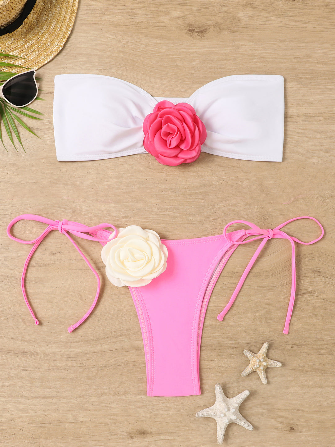 Damen Bandeau Bikini mit Blumenapplikation Echo Archiv