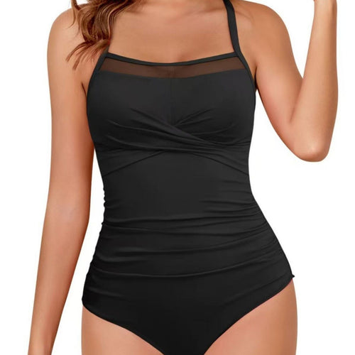 Damen Hochwertiger Badeanzug mit transparenten Nettodetails Echo Archiv