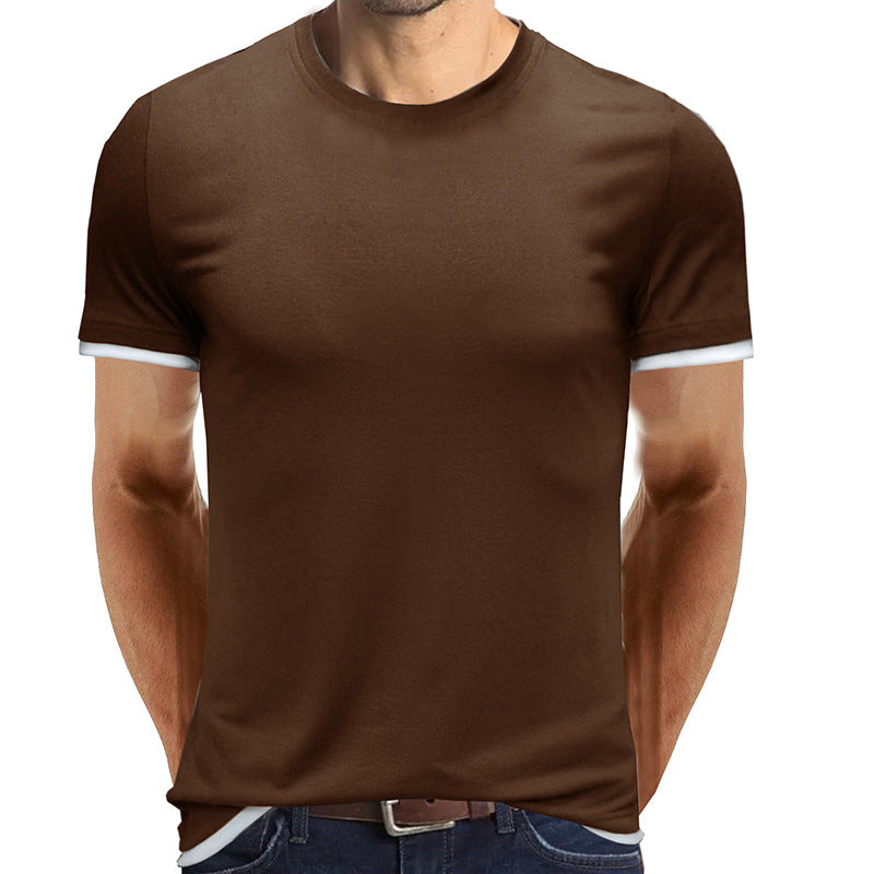 Herren atmungsaktives Rundhals-T-Shirt mit kontrastierenden Ärmeln Echoarchiv