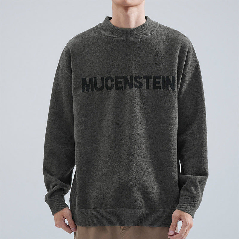 Herren Bequemer Oversized Pullover mit grafischem Schriftzug Echoarchiv