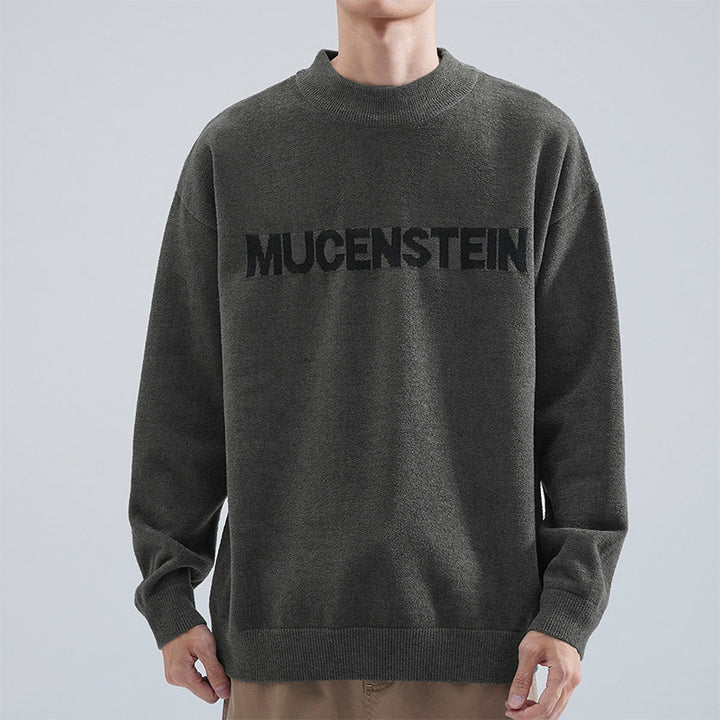 Herren Bequemer Oversized Pullover mit grafischem Schriftzug Echoarchiv