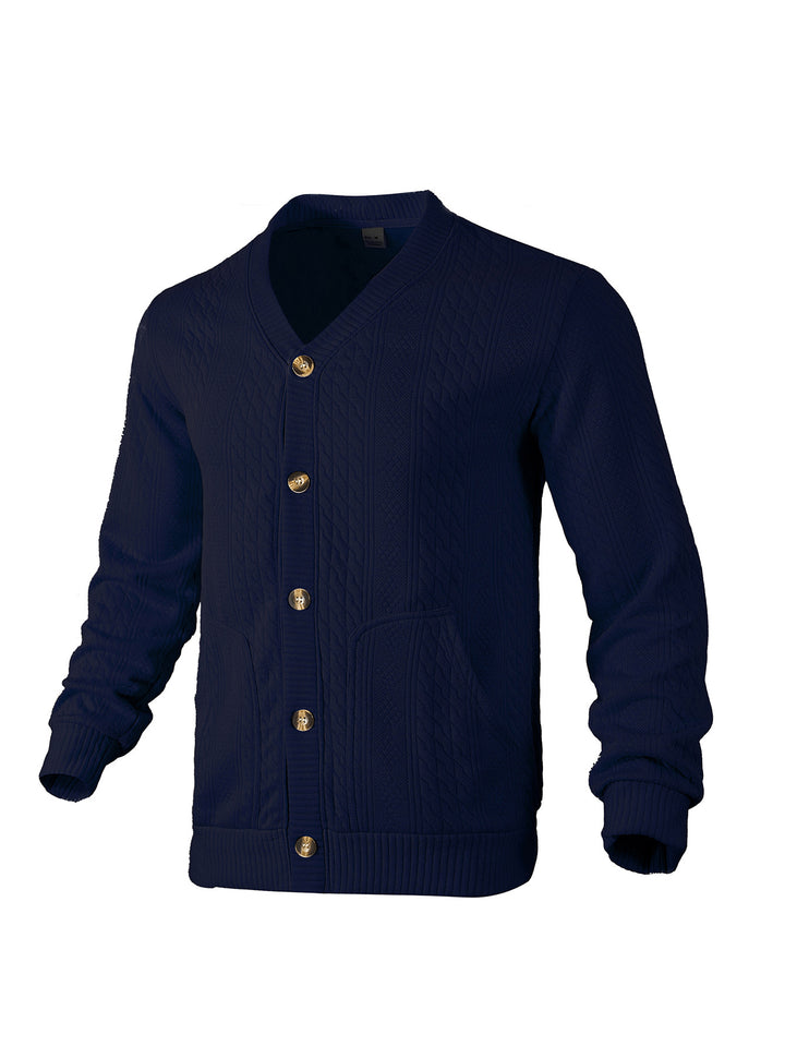 Herren Strickjacke mit strukturierter Oberfläche und goldenen Knöpfen Echoarchiv