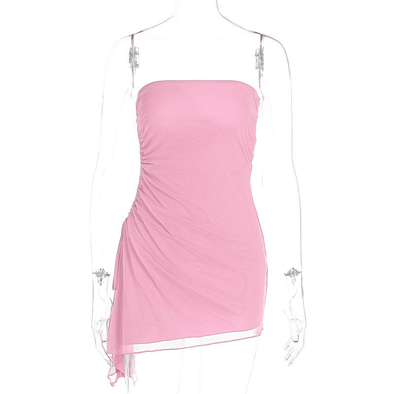Damen Off-Shoulder Mini-Kleid mit asymmetrischem Saum und Raffung Echo Archiv