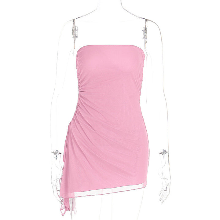 Damen Off-Shoulder Mini-Kleid mit asymmetrischem Saum und Raffung Echo Archiv