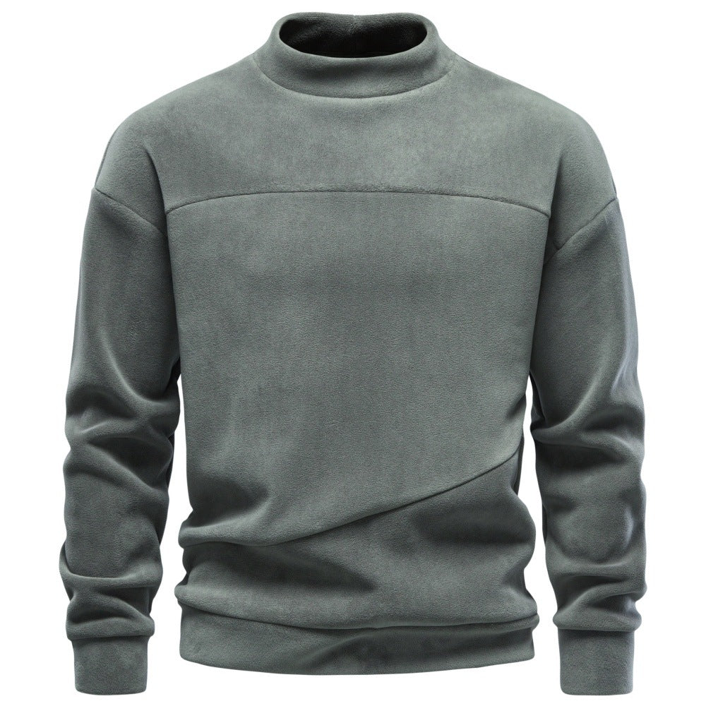 Herren Kuscheliger Microfleece Pullover mit Stehkragen und schrägen Ziernähten Echoarchiv