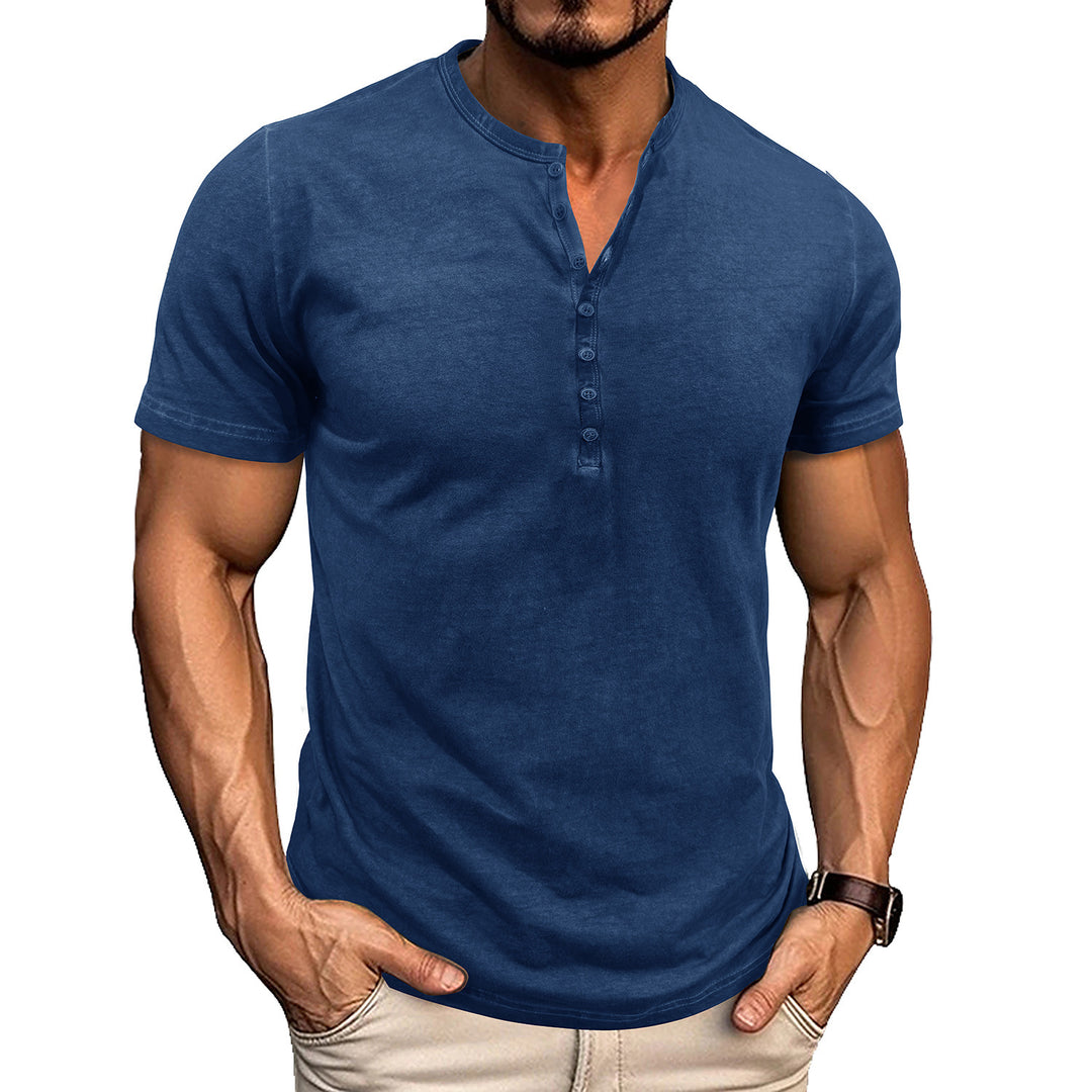 Herren Kurzarmshirt mit modischem Henley-Ausschnitt Echoarchiv