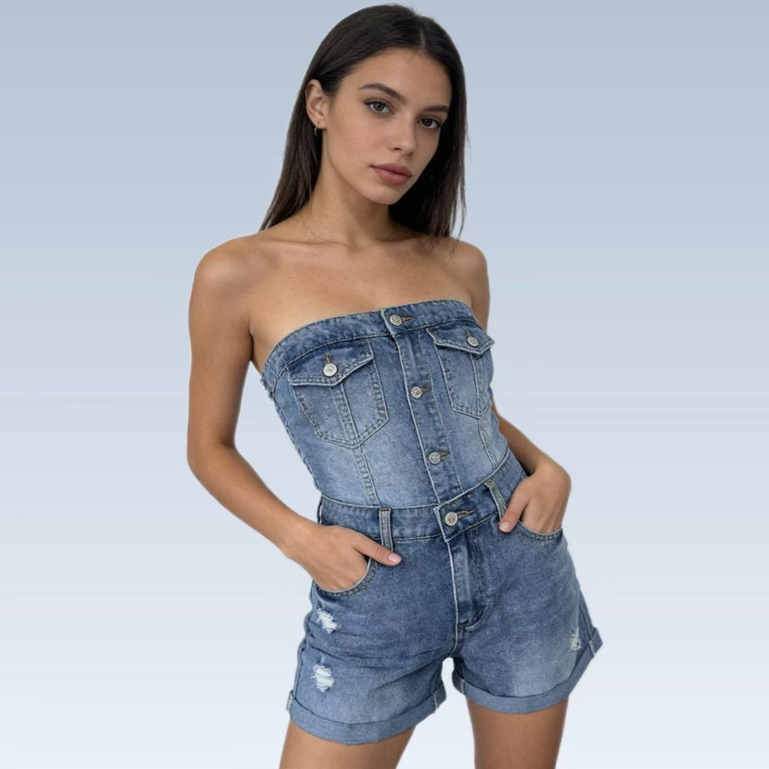 Damen modische High-Waist Shorts aus Bio-Denim Echo Archiv