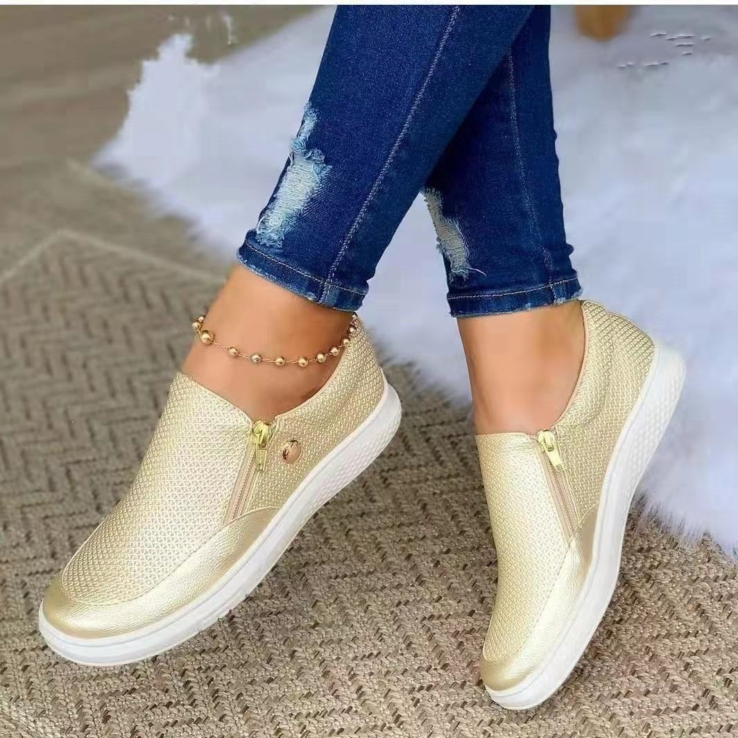 Damen Slip-On Mesh-Sneaker mit seitlichem Zipper und dicker Gummisohle – Névara