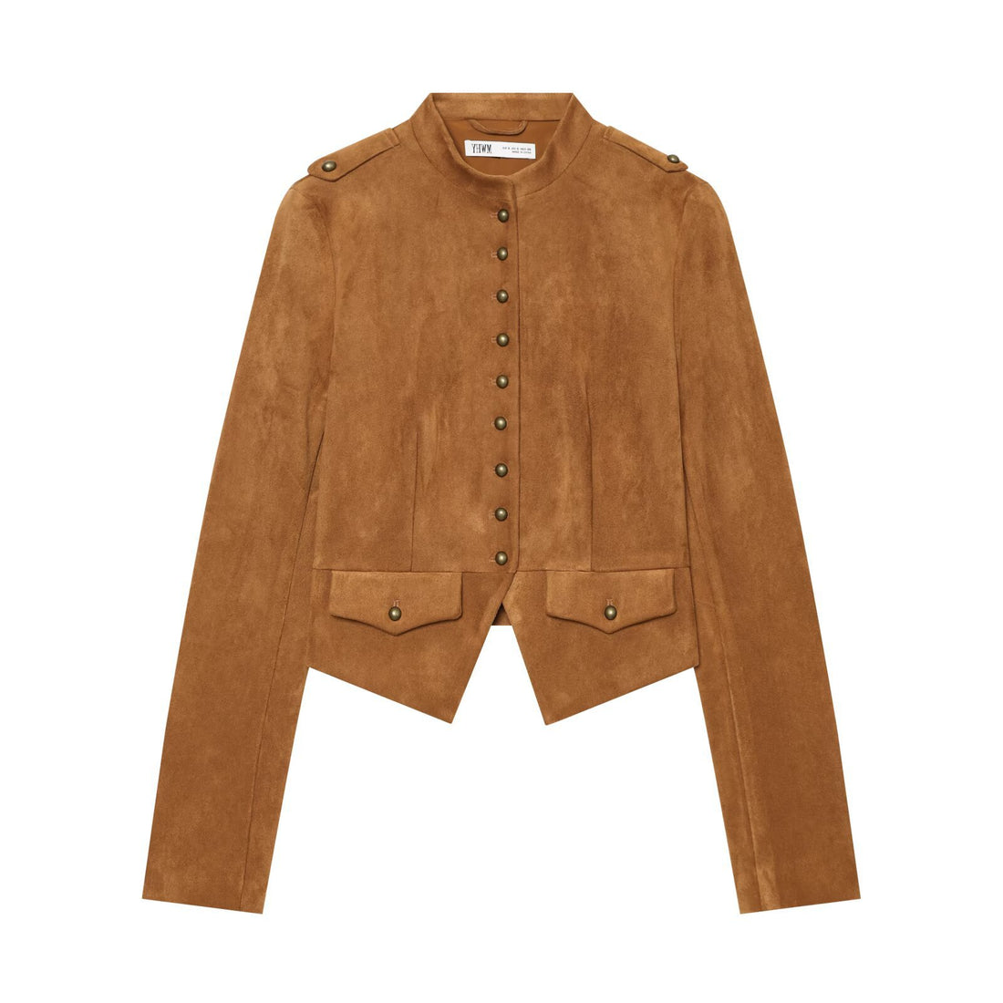 Damen Kurzjacke aus Veloursoptik im Military‑Stil mit Stehkragen und asymmetrischem Saum Echoarchiv