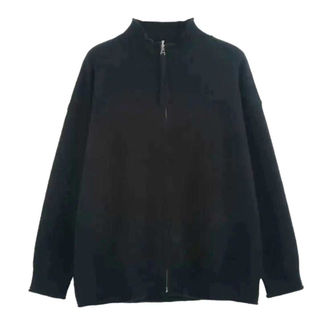 Damen Freizeit Strickjacke mit hohem Kragen und Reißverschluss Echoarchiv