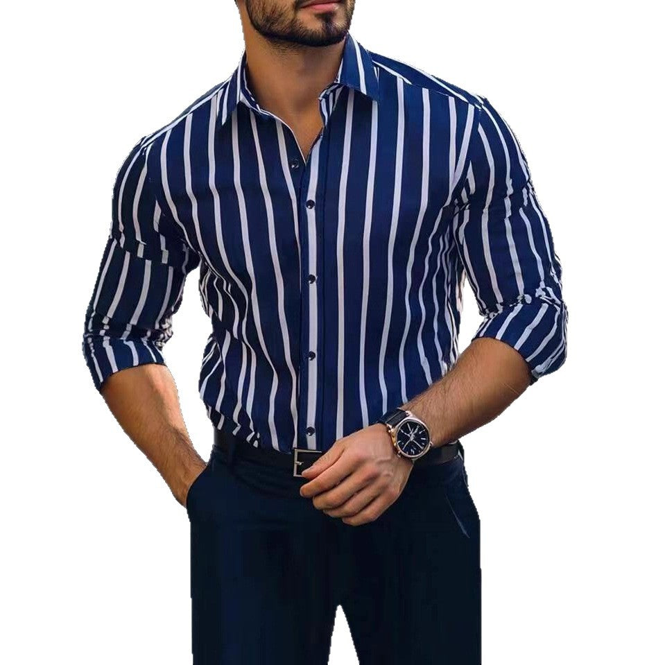 Herren Slim-Fit Hemd mit vertikalen Streifen Echoarchiv