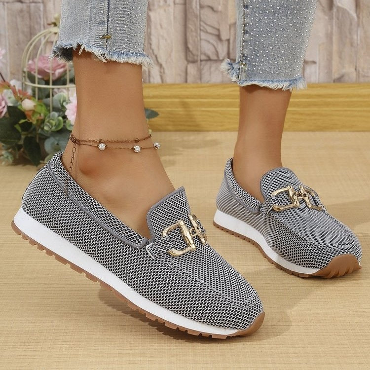 Damen Atmungsaktive Mesh-Slipper mit dekorativer Metallschließe Echoarchiv