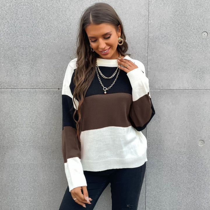 Damen Lässiger Strickpullover mit Farbblock-Design Echo Archiv