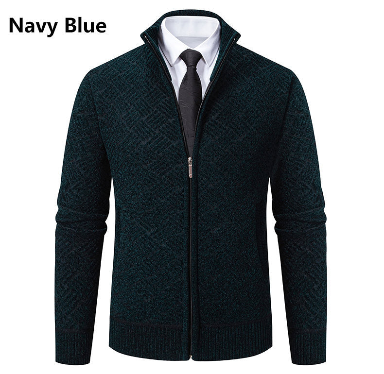 Herren Strickjacke mit modernem Zipper und kreativem Muster Echoarchiv