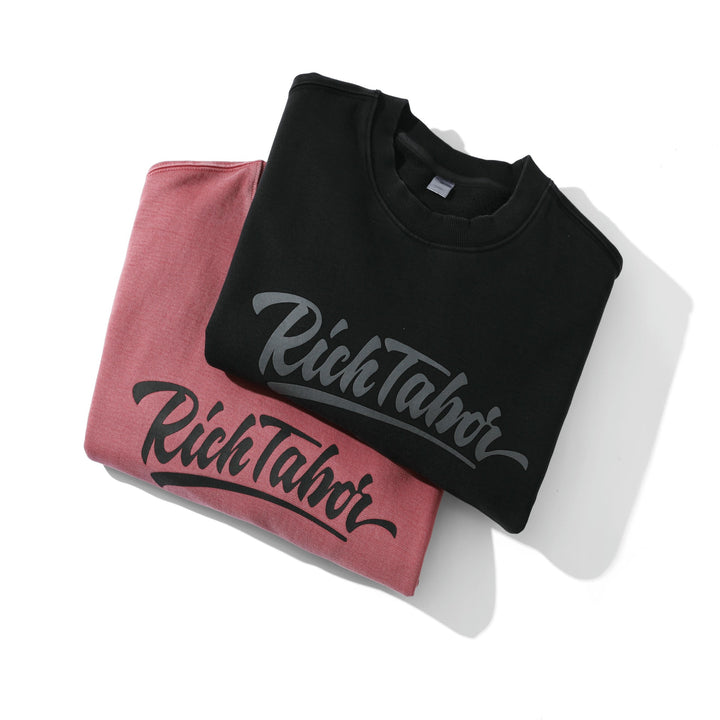 Unisex Locker geschnittener Baumwoll‑Fleece Pullover mit Script‑Logo Echoarchiv
