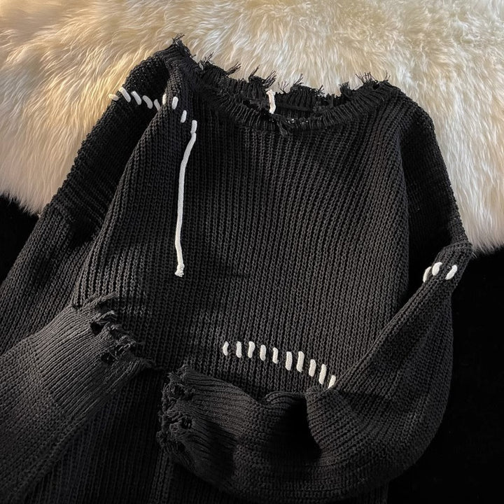 Herren lässiger Strickpullover mit fransigen Abschlüssen Echoarchiv