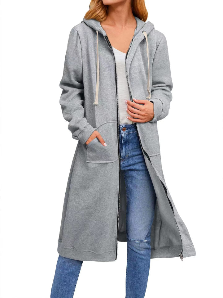 Damen Long Hoodie-Jacke aus bequemen SwEchoarchivtmaterial mit Taschen Echoarchiv